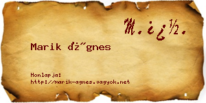 Marik Ágnes névjegykártya