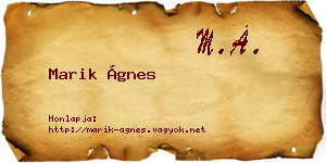 Marik Ágnes névjegykártya